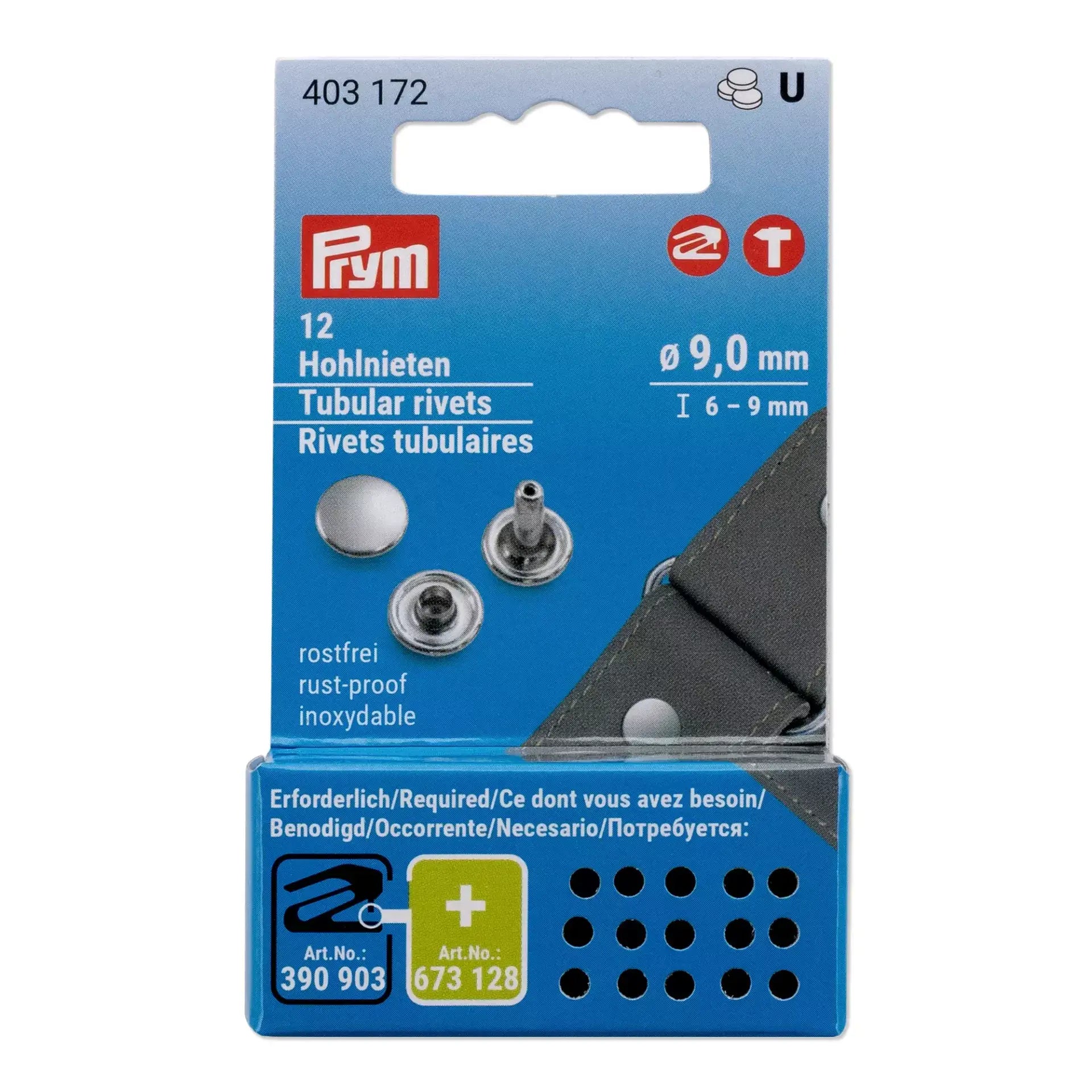 Prym 6-9 mm Silver Tubular Rivets - Ribes y Casals