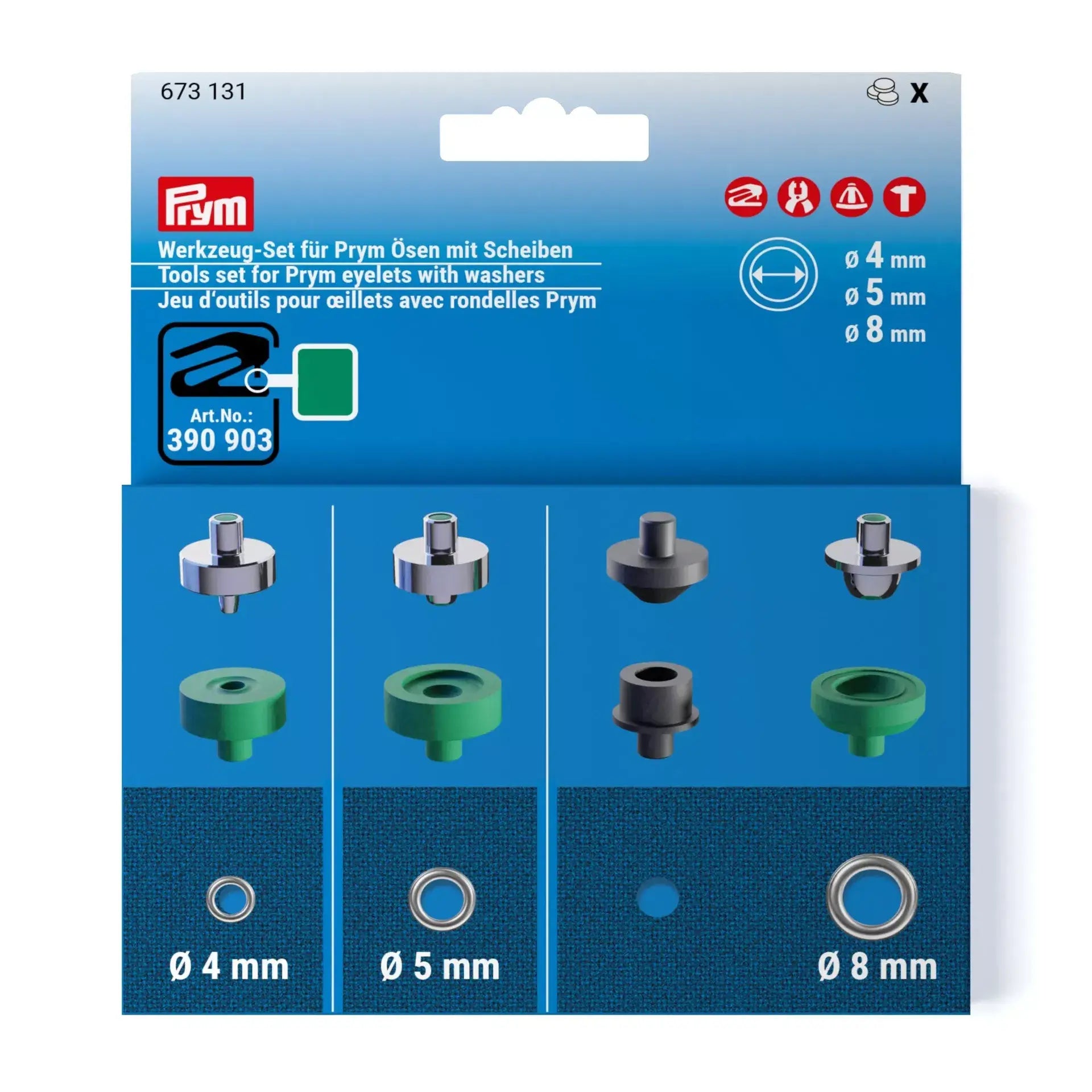 Prym VARIO Eyelet Tool Set 4, 5 and 8 mm - Ribes y Casals
