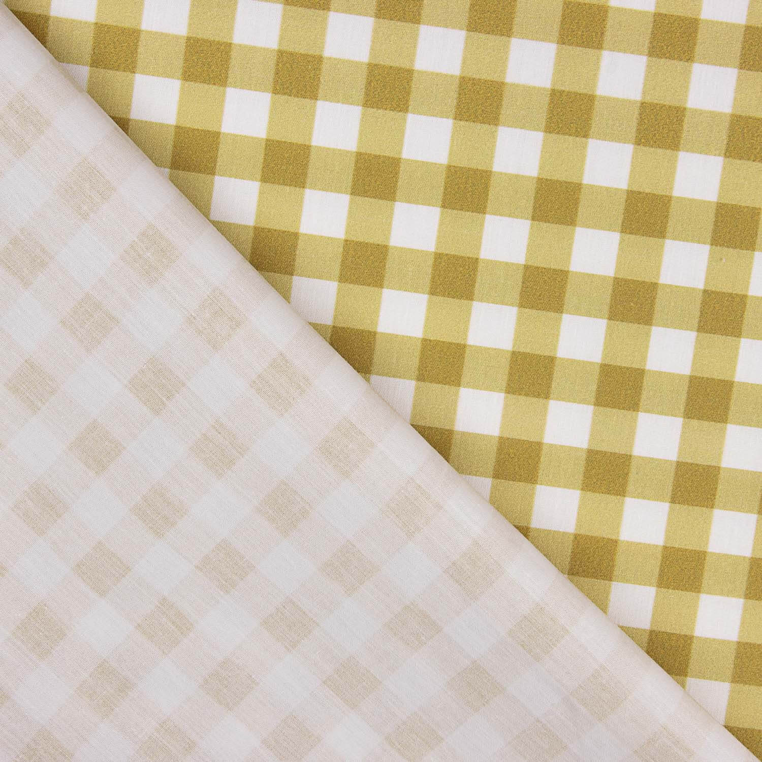 Medium ochre checked printed percale - Ribes y Casals