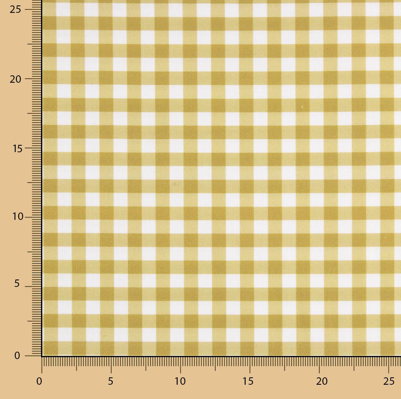 Medium ochre checked printed percale - Ribes y Casals