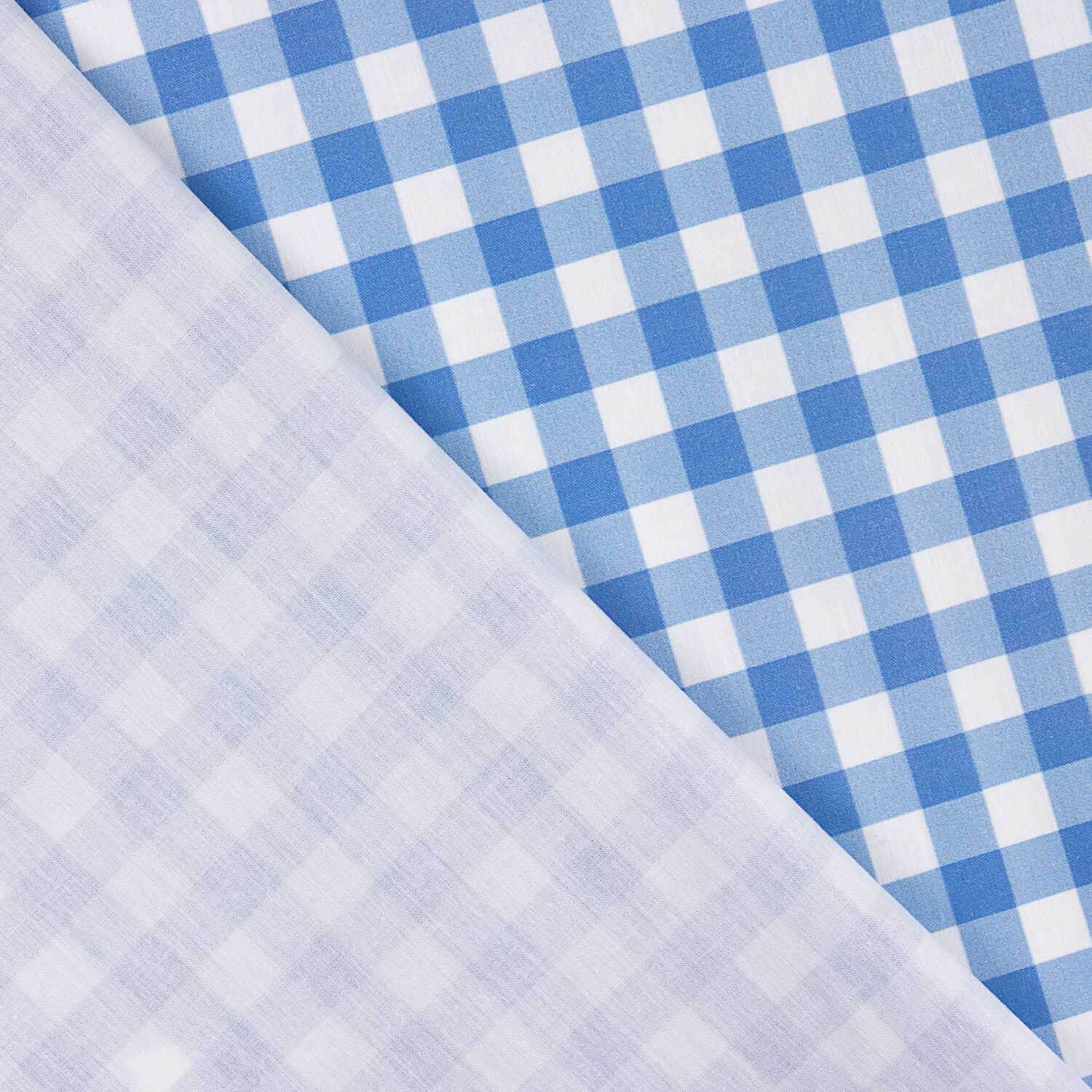 Medium blue checked printed percale - Ribes y Casals