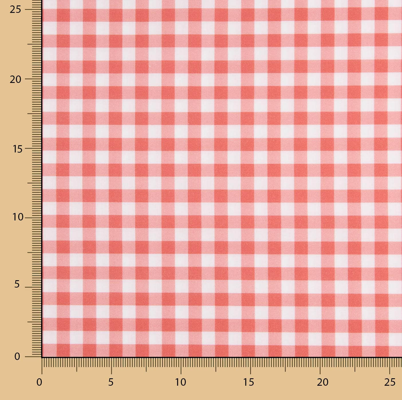 Medium red checkered printed percale - Ribes y Casals