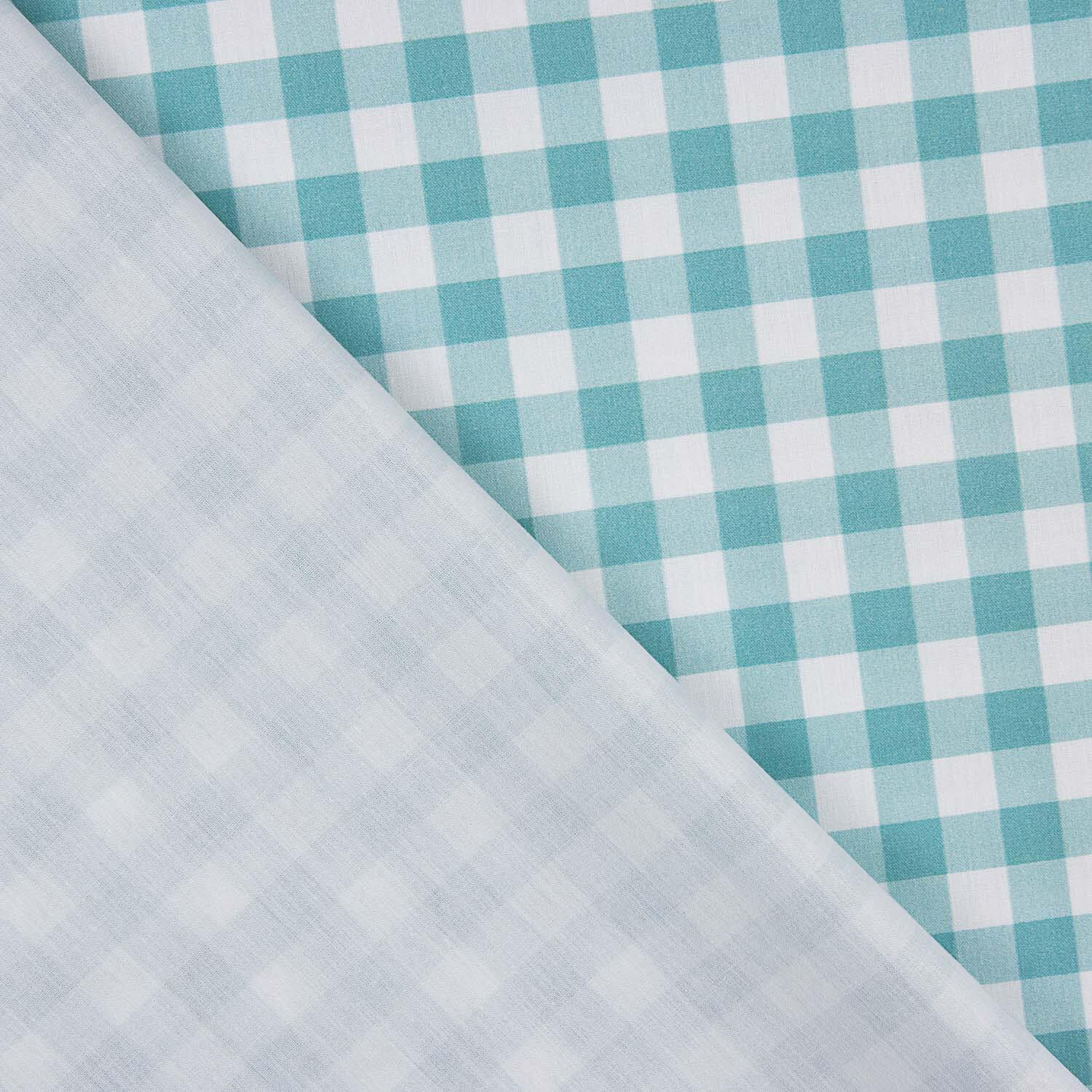 Medium turquoise checked printed percale - Ribes y Casals