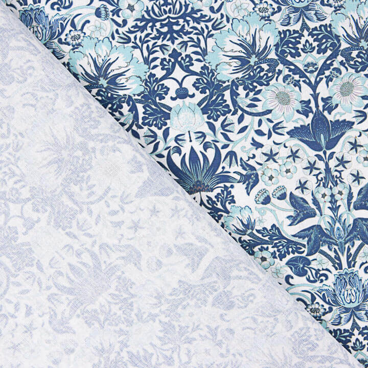 Blue Coralia Printed Percale - Ribes y Casals