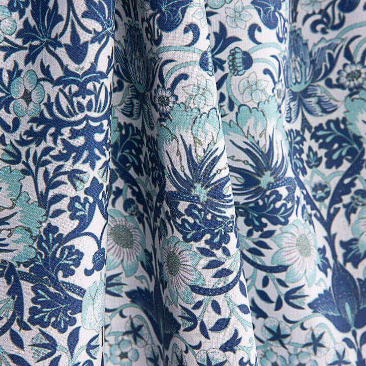 Blue Coralia Printed Percale - Ribes y Casals
