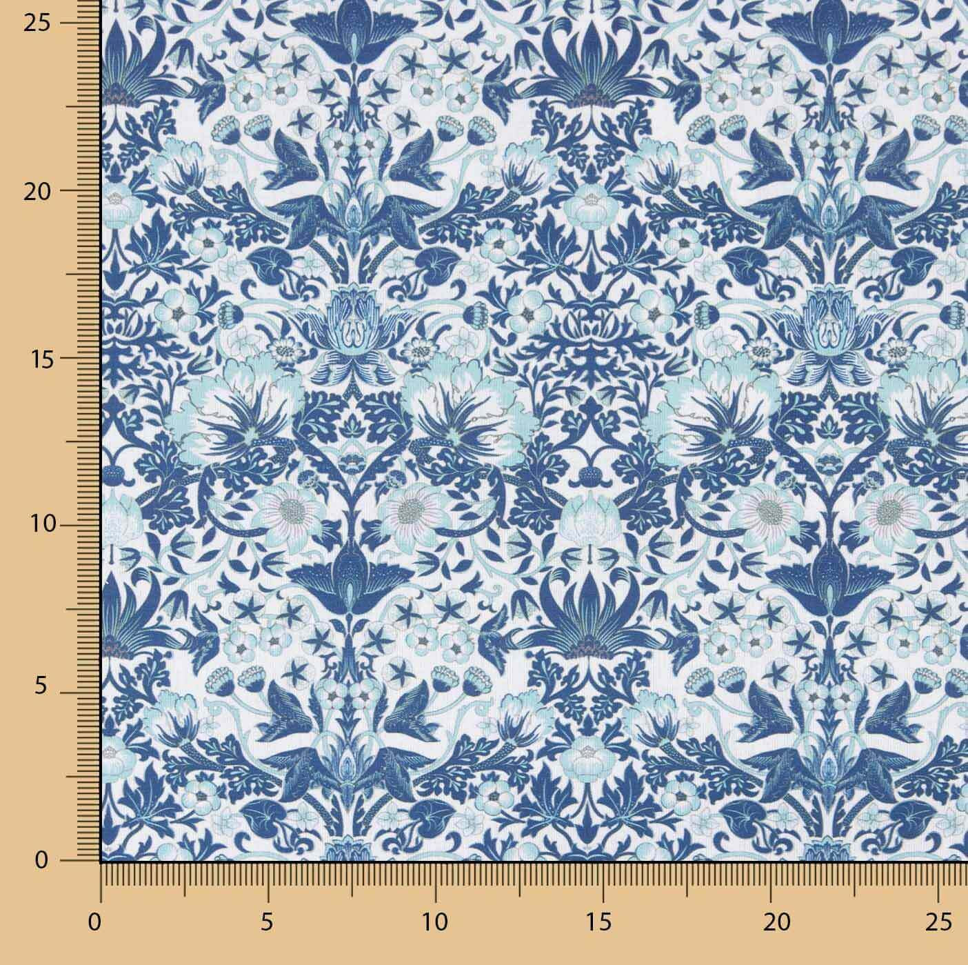 Blue Coralia Printed Percale - Ribes y Casals