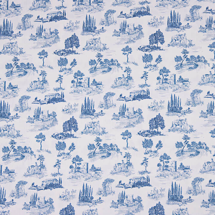 Silke Blue Printed Percale - Ribes y Casals