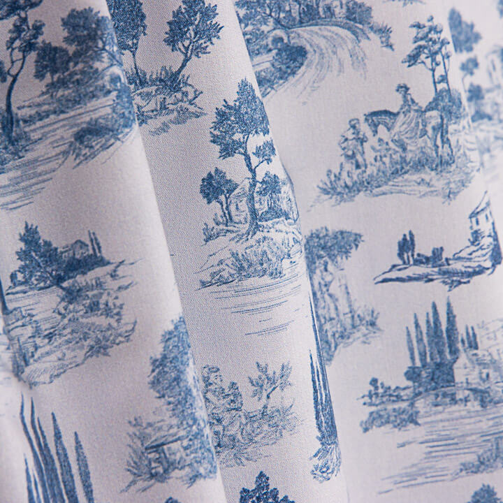 Silke Blue Printed Percale - Ribes y Casals