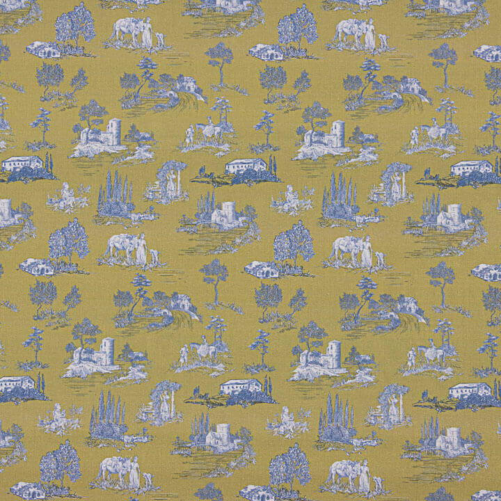 Silke Olive Green Printed Percale - Ribes y Casals