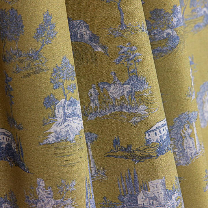 Silke Olive Green Printed Percale - Ribes y Casals