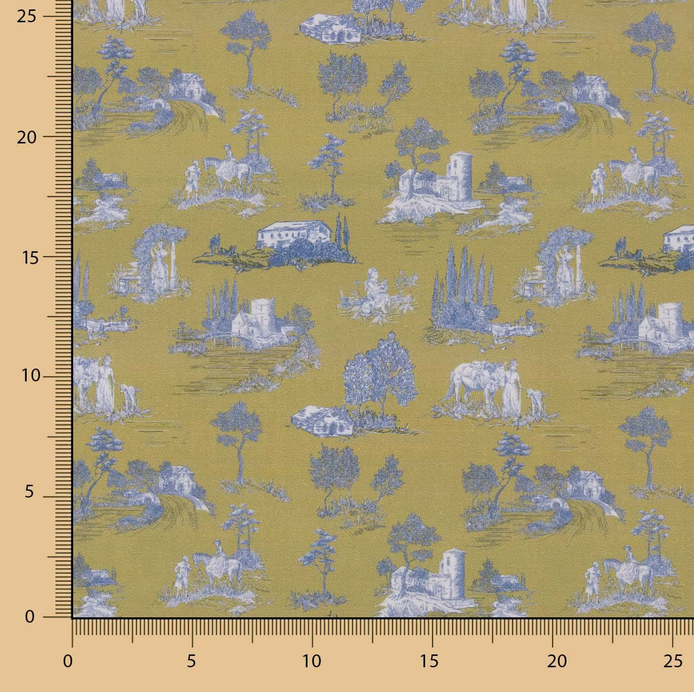 Silke Olive Green Printed Percale - Ribes y Casals