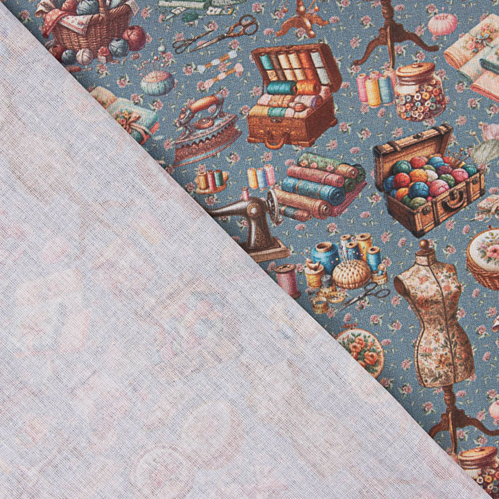 Atelier Blue Printed Percale - Ribes y Casals