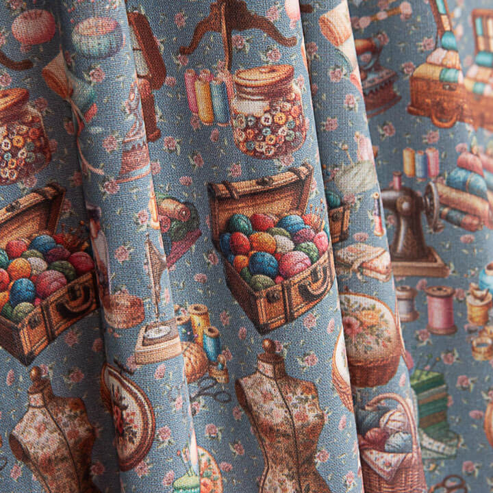 Atelier Blue Printed Percale - Ribes y Casals