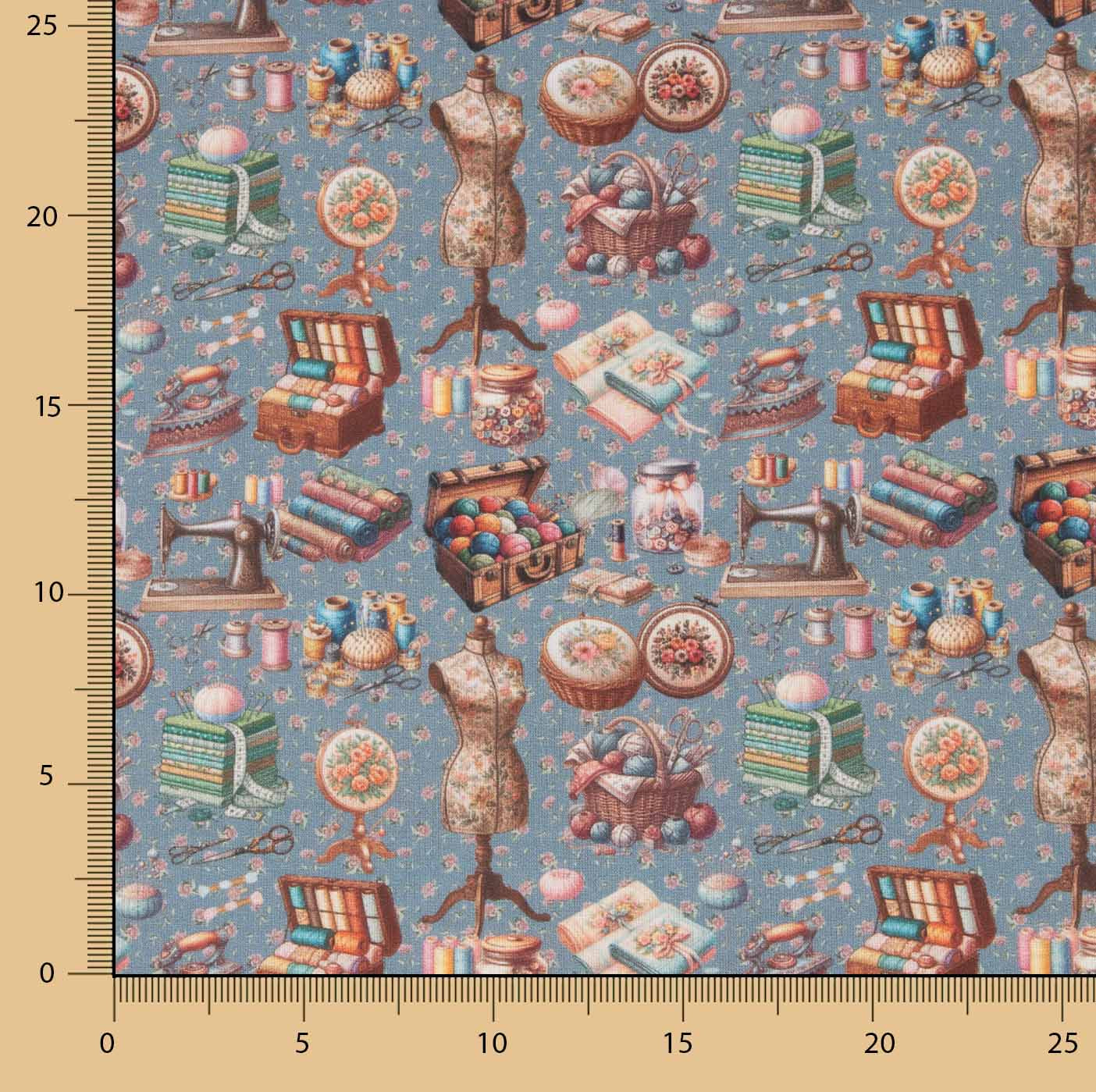 Atelier Blue Printed Percale - Ribes y Casals