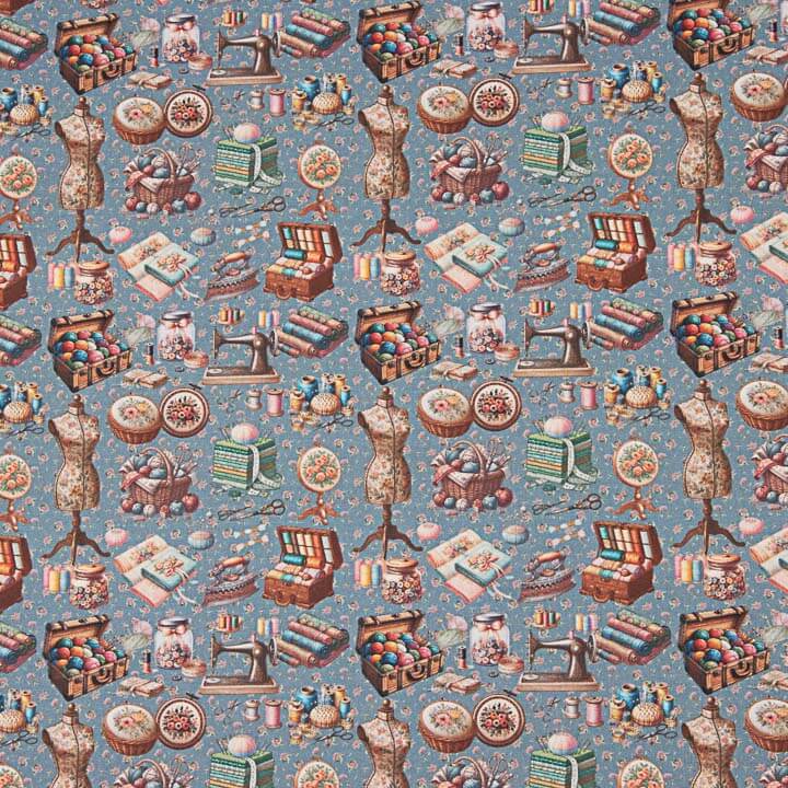 Atelier Blue Printed Percale - Ribes y Casals