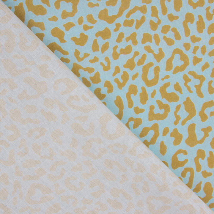 Nairobi Mustard Blue Printed Percale - Ribes y Casals