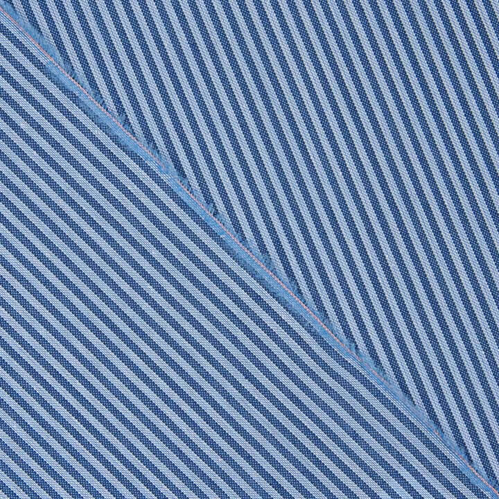 Two-tone blue 1 mm stripes on percale - Ribes y Casals