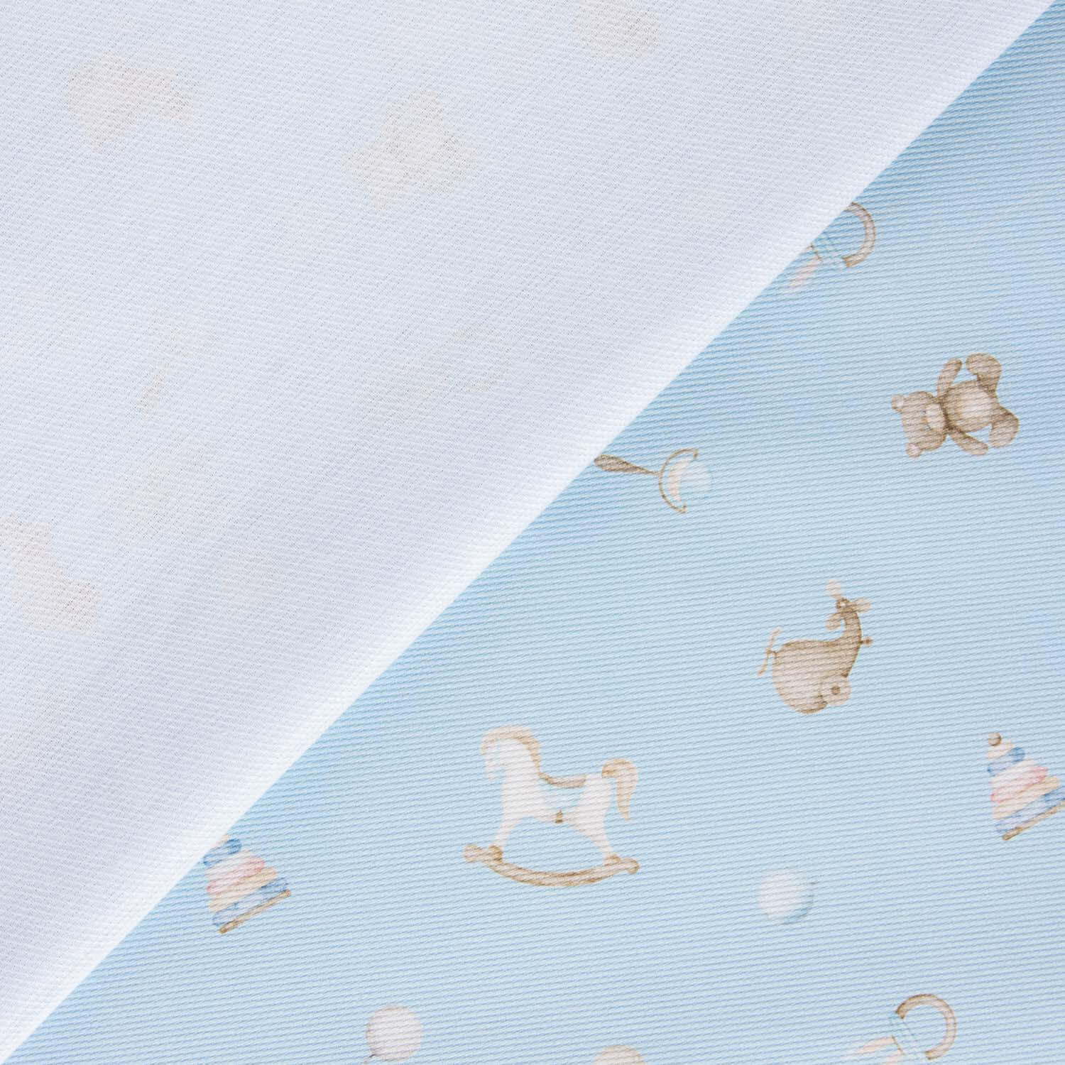 Piqué Algodón Juguetes Bebé Azul Cielo - Ribes y Casals