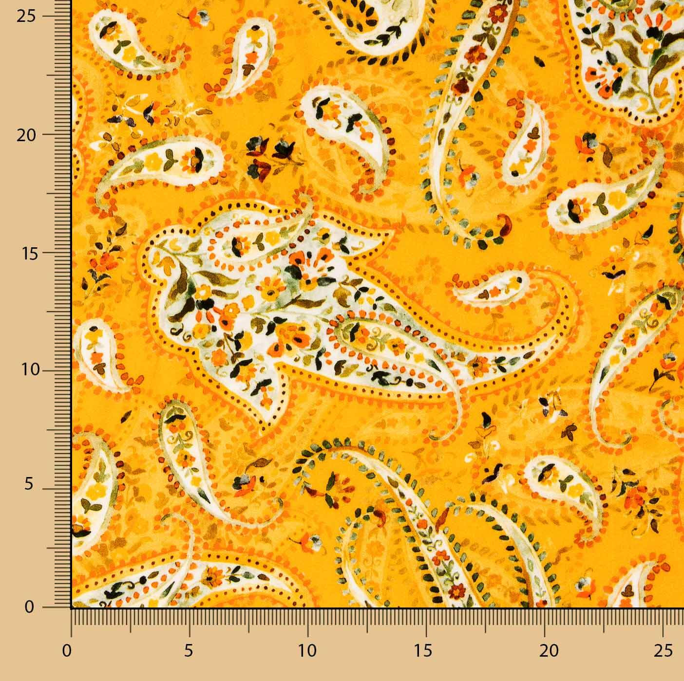 Soft Orange Paisley Print Viscose - Ribes y Casals