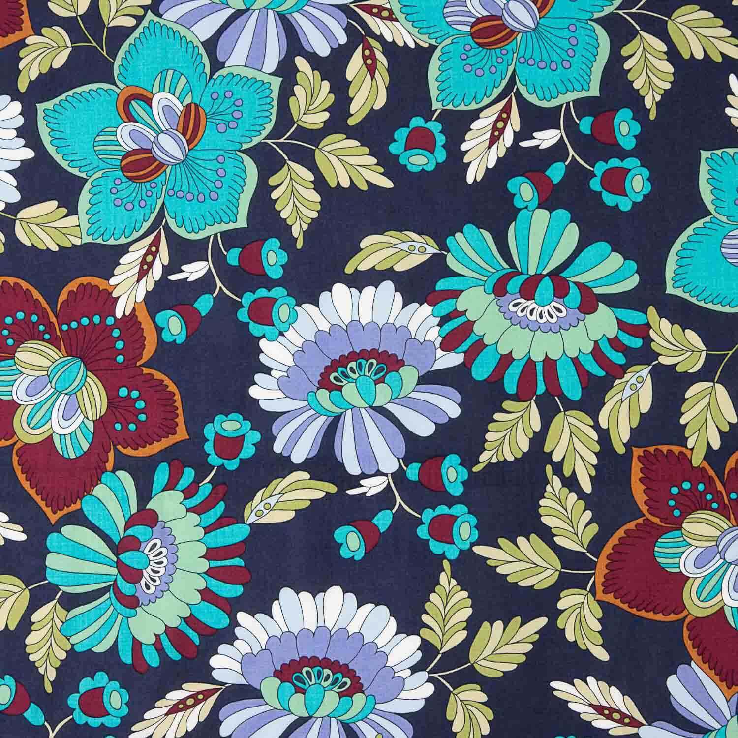 Blue Bohemian Garden Printed Viscose - Ribes y Casals