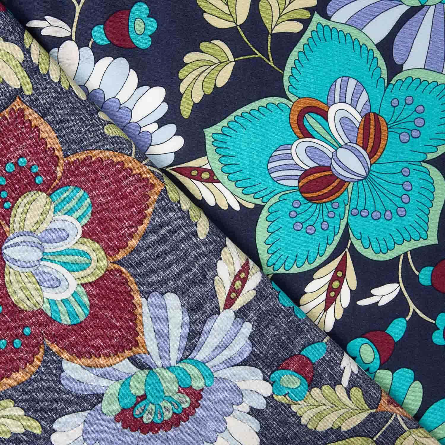 Blue Bohemian Garden Printed Viscose - Ribes y Casals