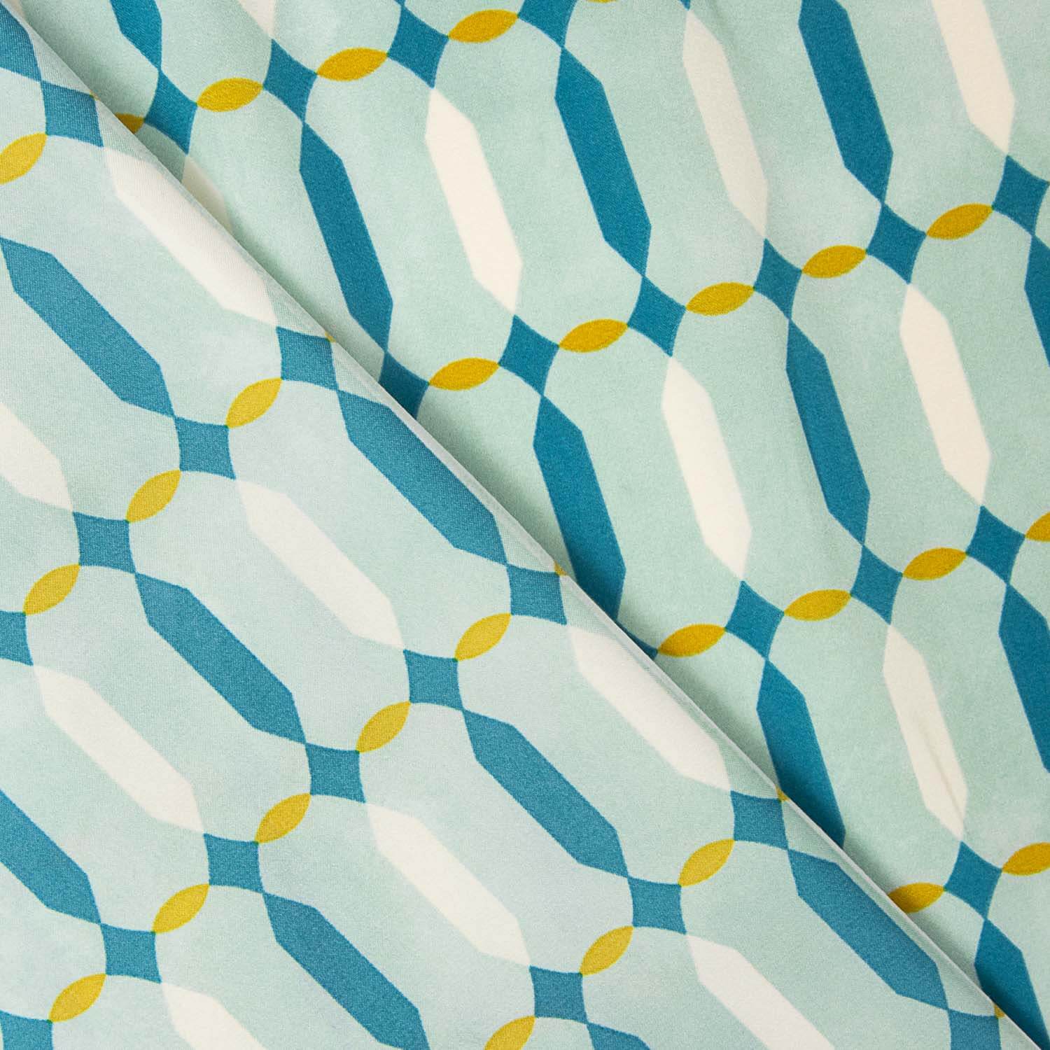 Aqua Green Geometric Print Viscose - Ribes y Casals