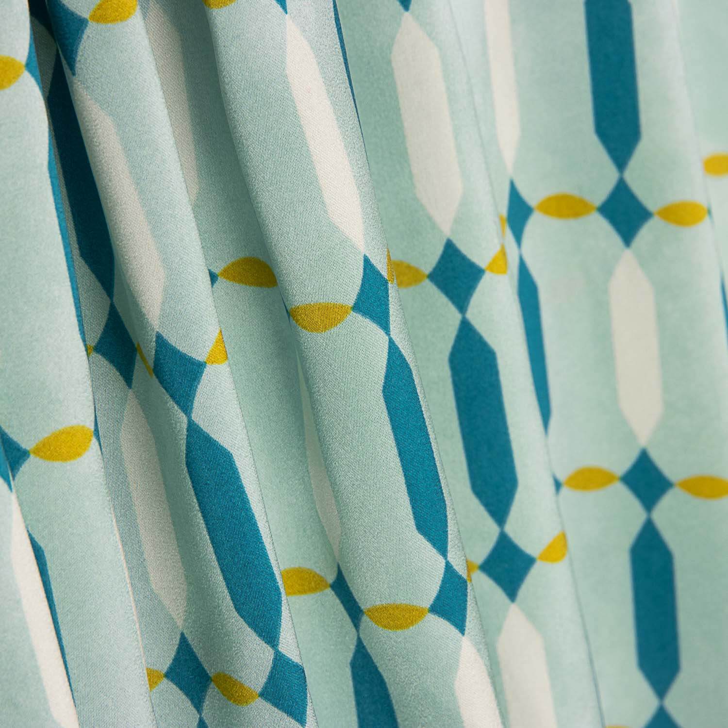 Aqua Green Geometric Print Viscose - Ribes y Casals