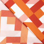 Orange and Coral Geometric Print Viscose - Ribes y Casals