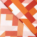 Orange and Coral Geometric Print Viscose - Ribes y Casals