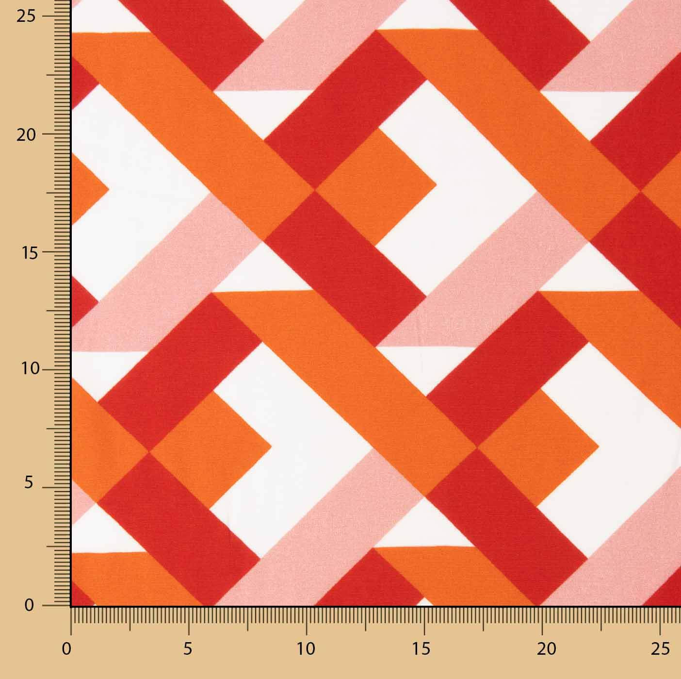 Orange and Coral Geometric Print Viscose - Ribes y Casals