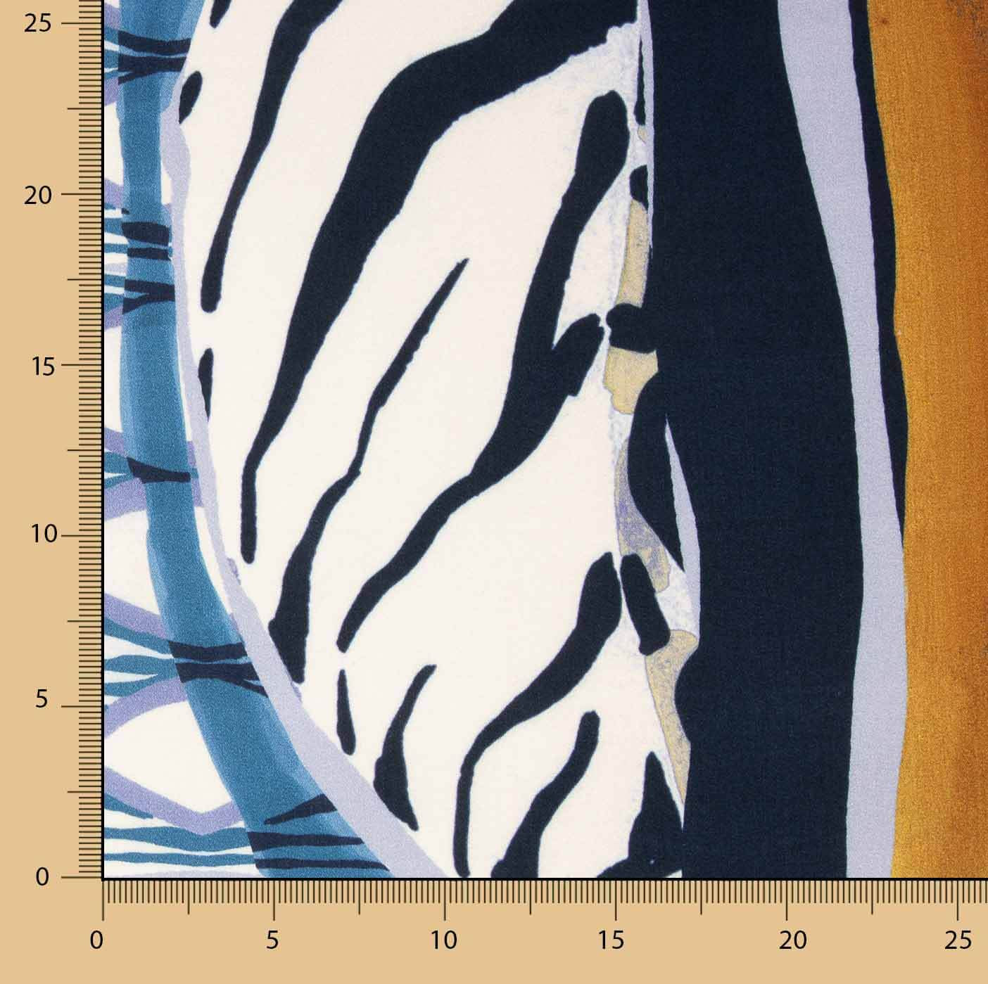 Blue and Mustard Geometric Print Viscose - Ribes y Casals