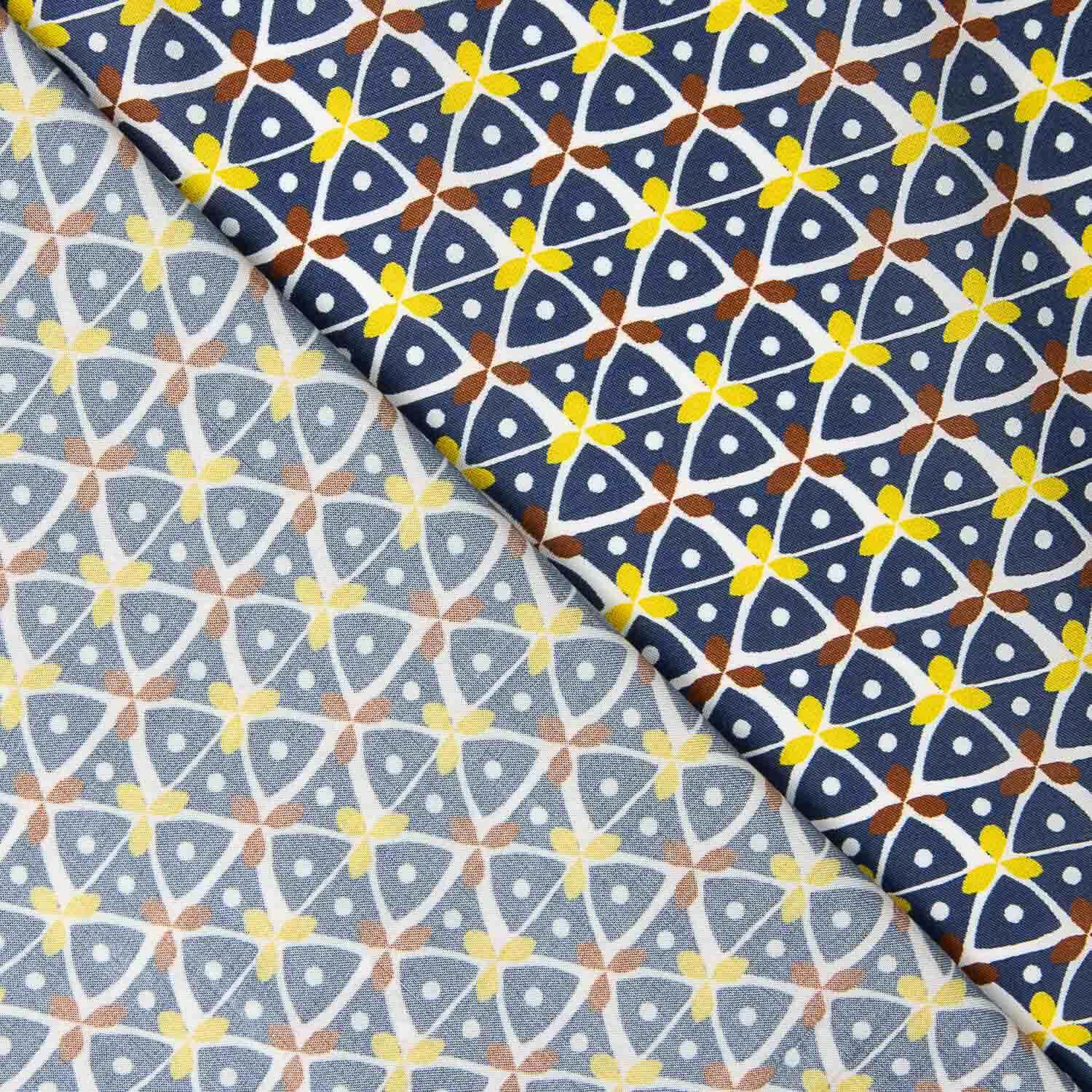 Kaleido Navy Blue Printed Viscose - Ribes y Casals