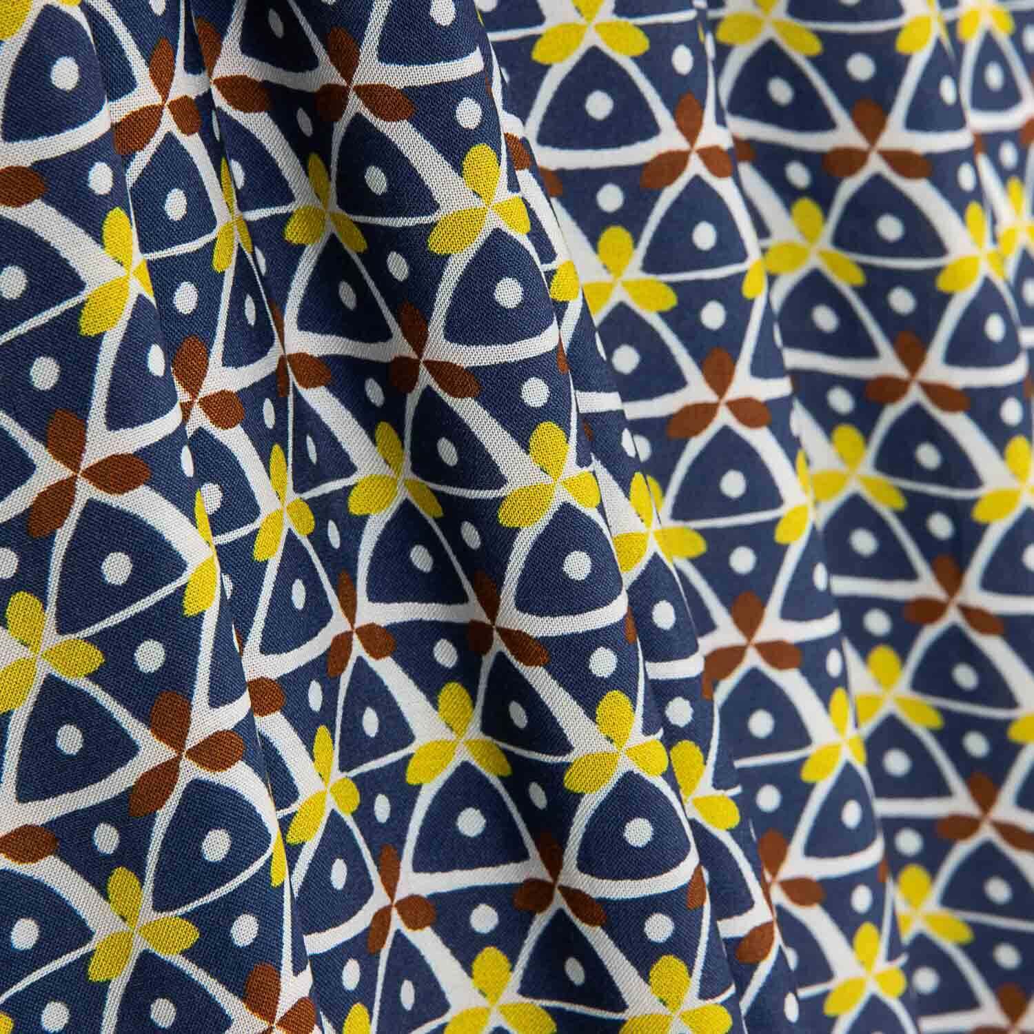 Kaleido Navy Blue Printed Viscose - Ribes y Casals