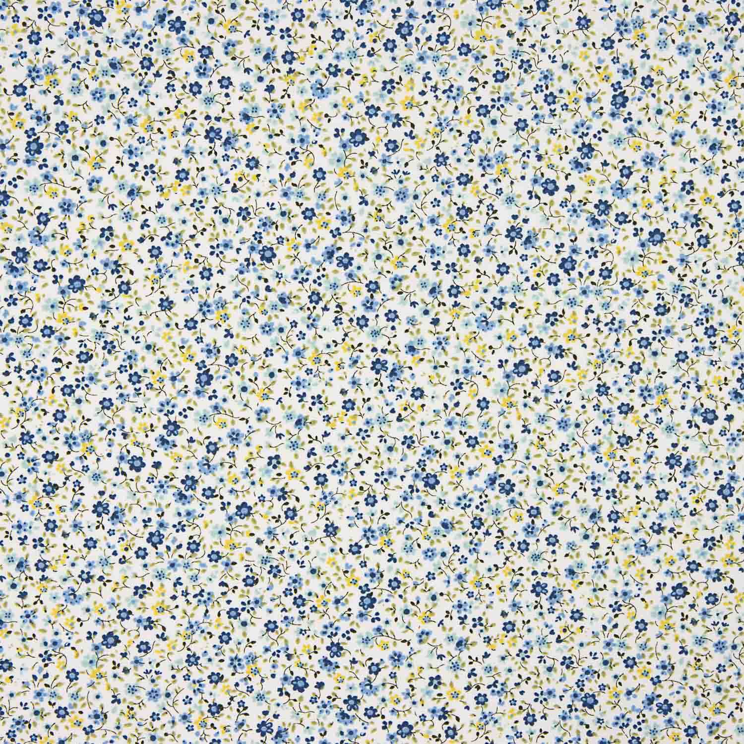 Organic Cotton Poplin with Blue Flower Print - Ribes y Casals