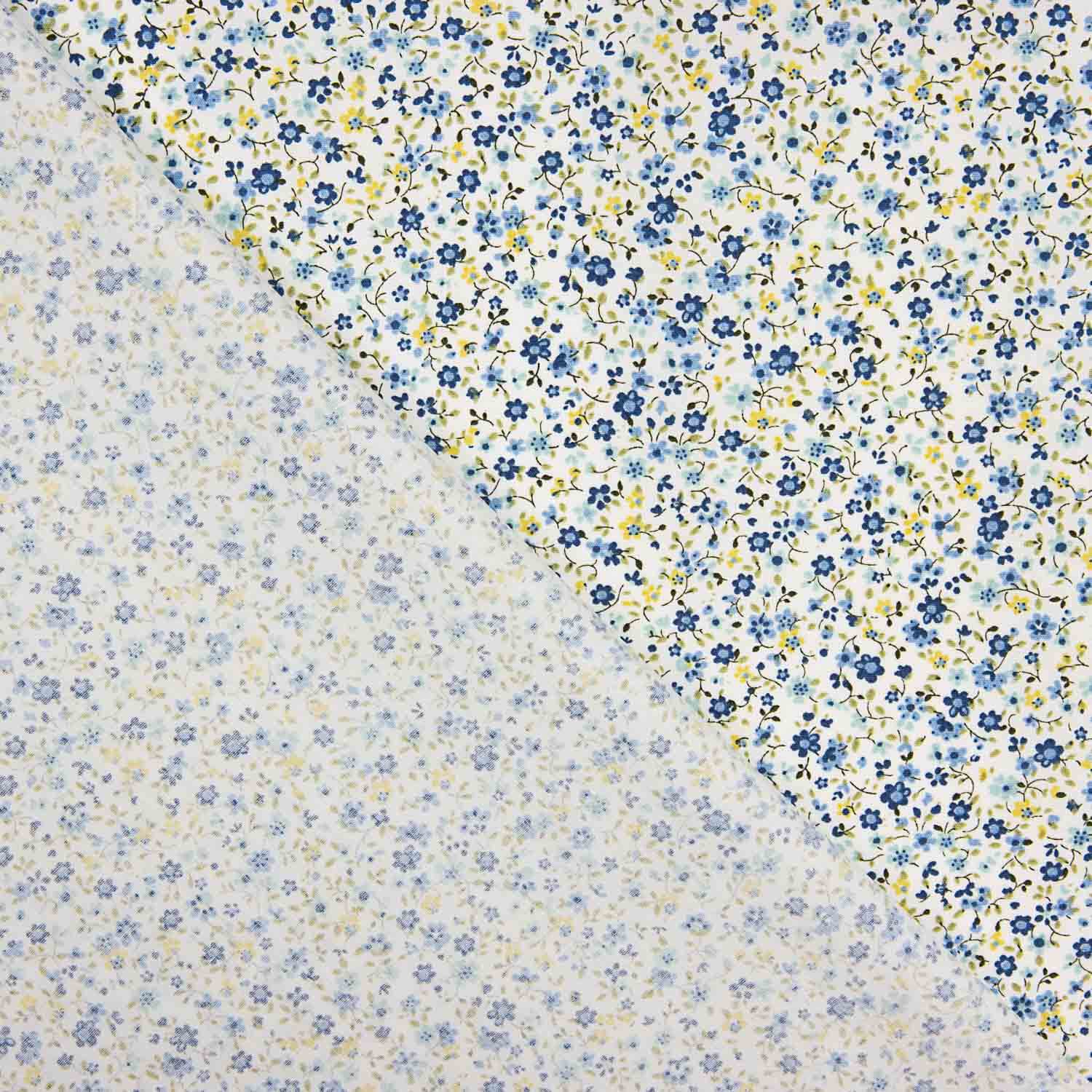 Organic Cotton Poplin with Blue Flower Print - Ribes y Casals