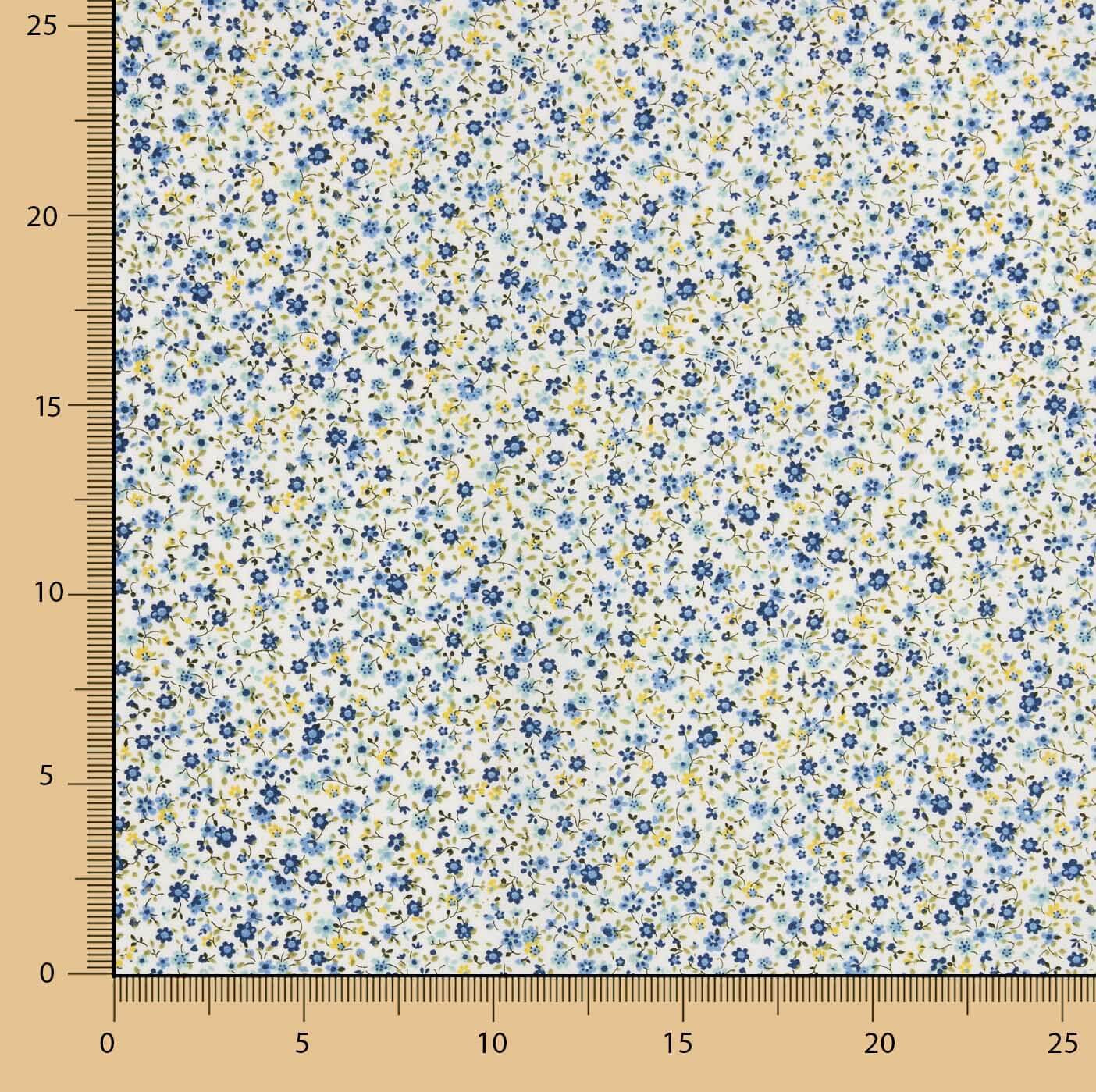 Organic Cotton Poplin with Blue Flower Print - Ribes y Casals