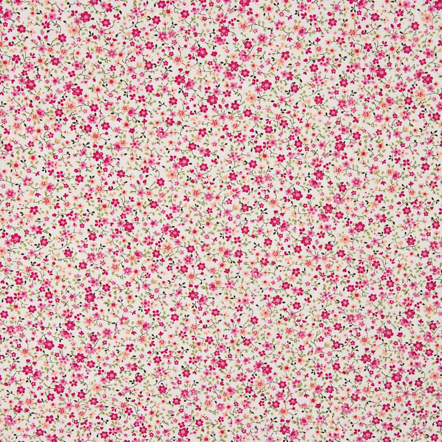 Organic Cotton Poplin with Fuchsia Thousand Flowers Print - Ribes y Casals
