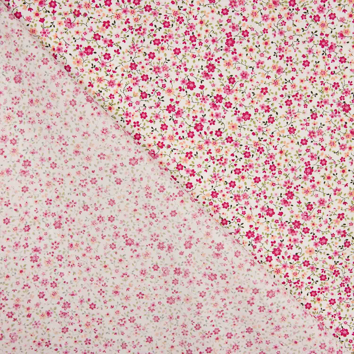 Organic Cotton Poplin with Fuchsia Thousand Flowers Print - Ribes y Casals