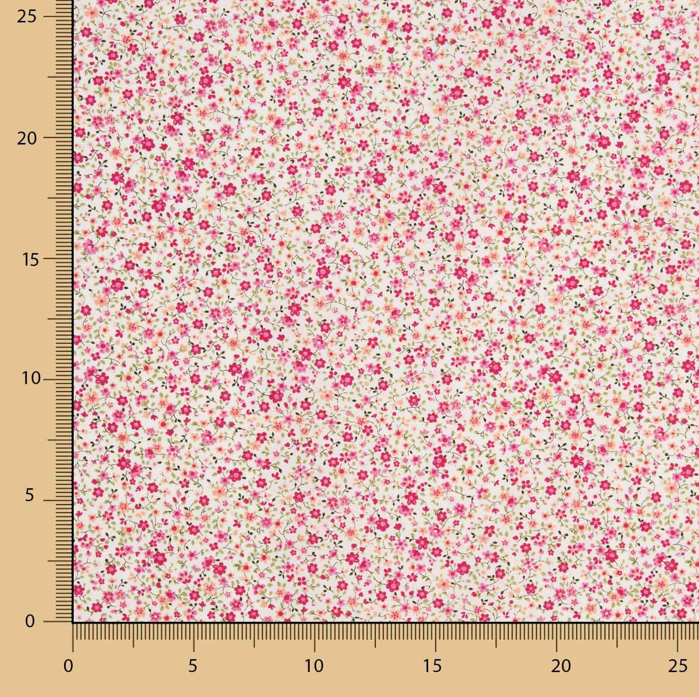 Organic Cotton Poplin with Fuchsia Thousand Flowers Print - Ribes y Casals