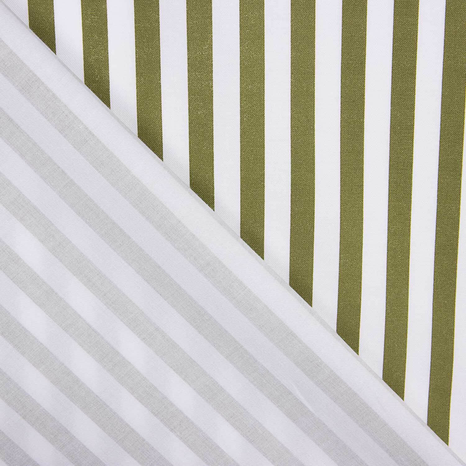 Organic Cotton Poplin Green and White Stripes - Ribes y Casals