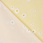 Organic Cotton Poplin with Vichy and Yellow Daisy Print - Ribes y Casals