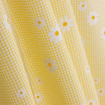 Organic Cotton Poplin with Vichy and Yellow Daisy Print - Ribes y Casals