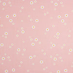 Organic Cotton Poplin with Vichy and Daisy Print Coral - Ribes y Casals