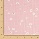 Organic Cotton Poplin with Vichy and Daisy Print Coral - Ribes y Casals