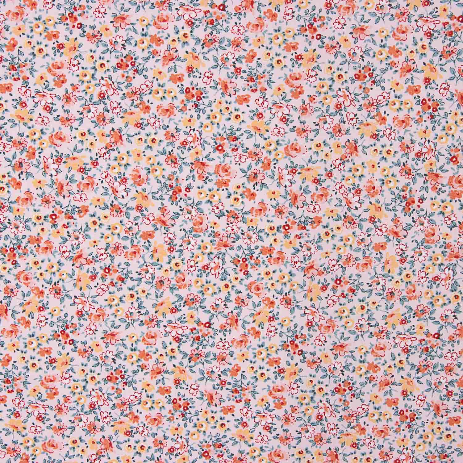 Organic Cotton Poplin with Pink Flower Print - Ribes y Casals