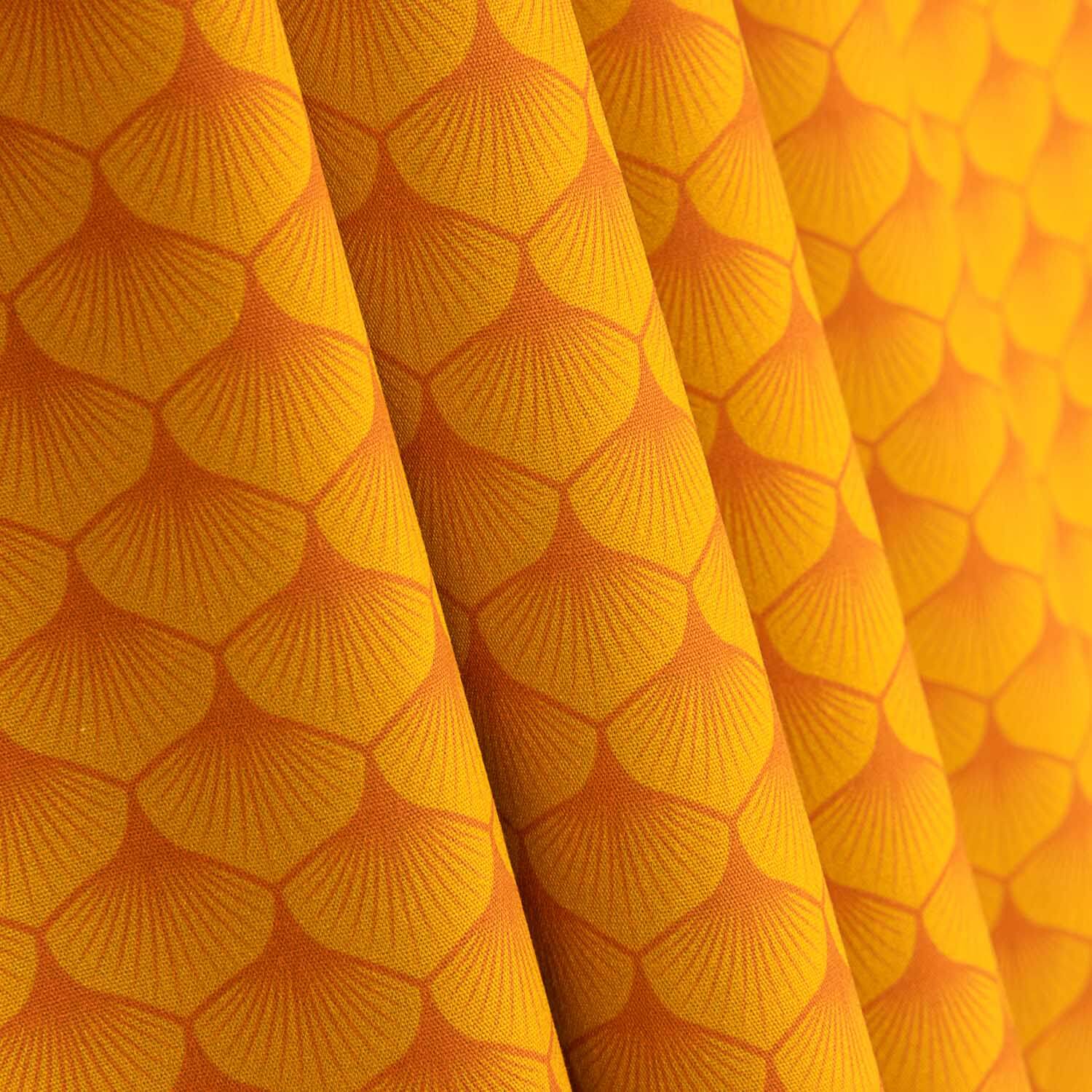 Orange Fan-Printed Cotton Poplin - Ribes y Casals