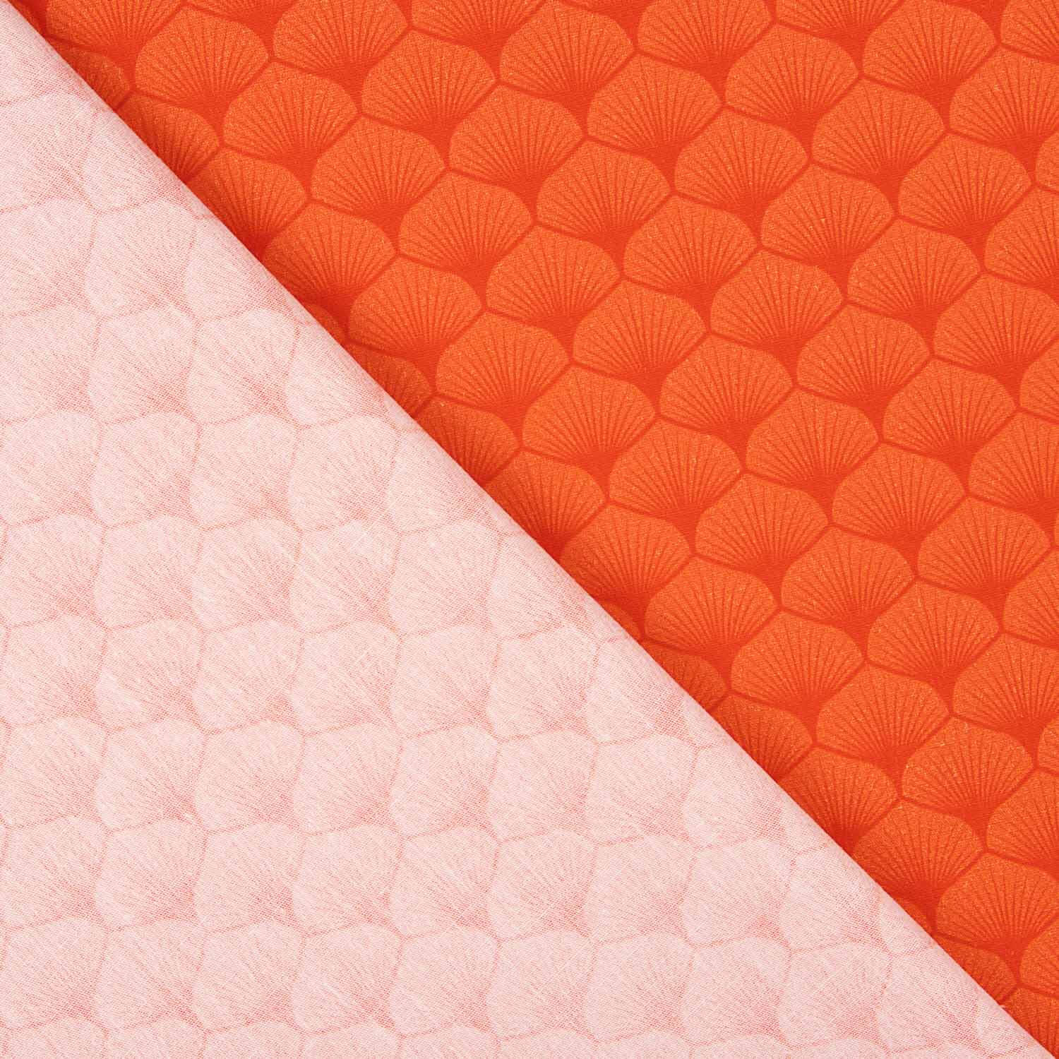 Coral Red Fan-Printed Cotton Poplin - Ribes y Casals