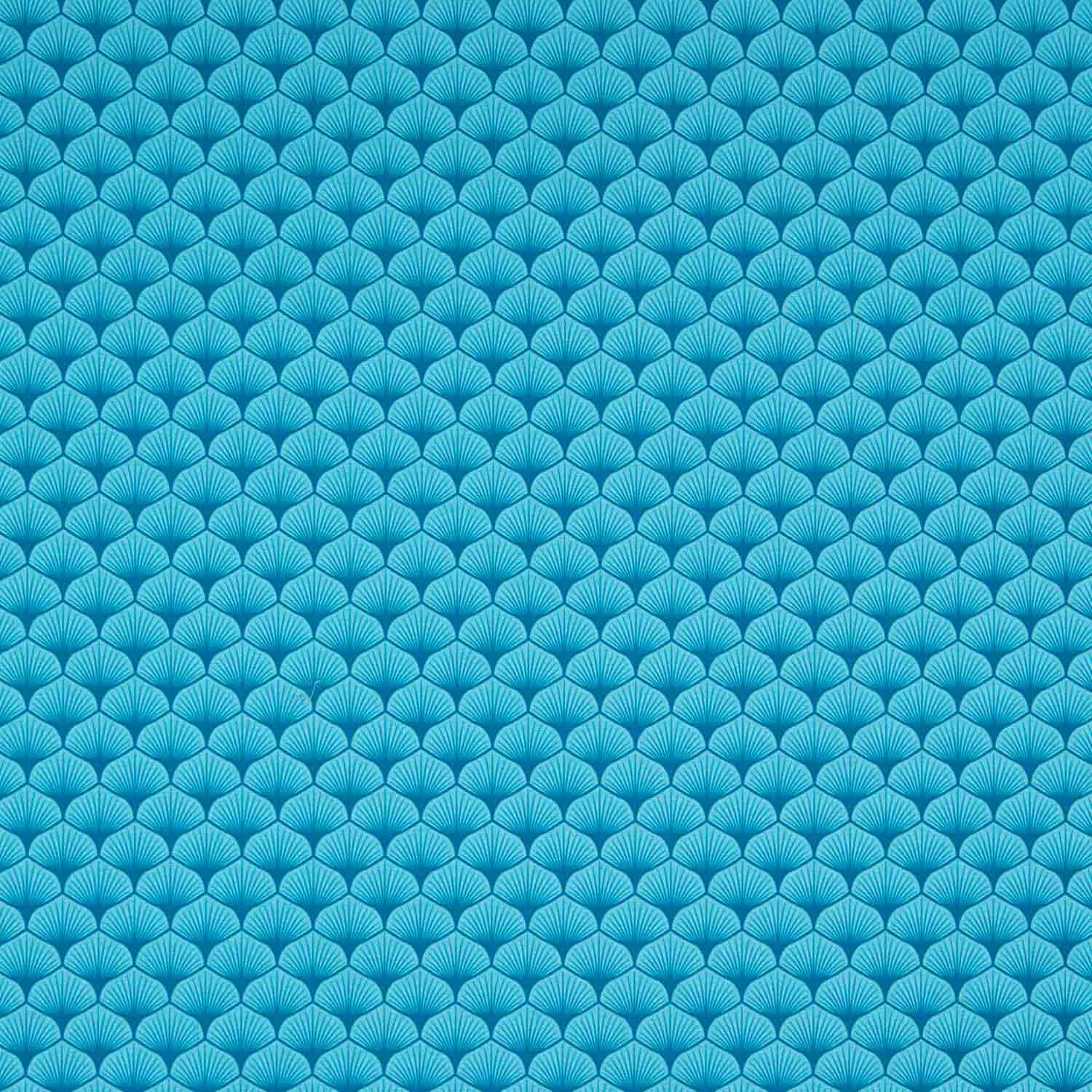 Cotton Poplin Printed with Turquoise Fans - Ribes y Casals