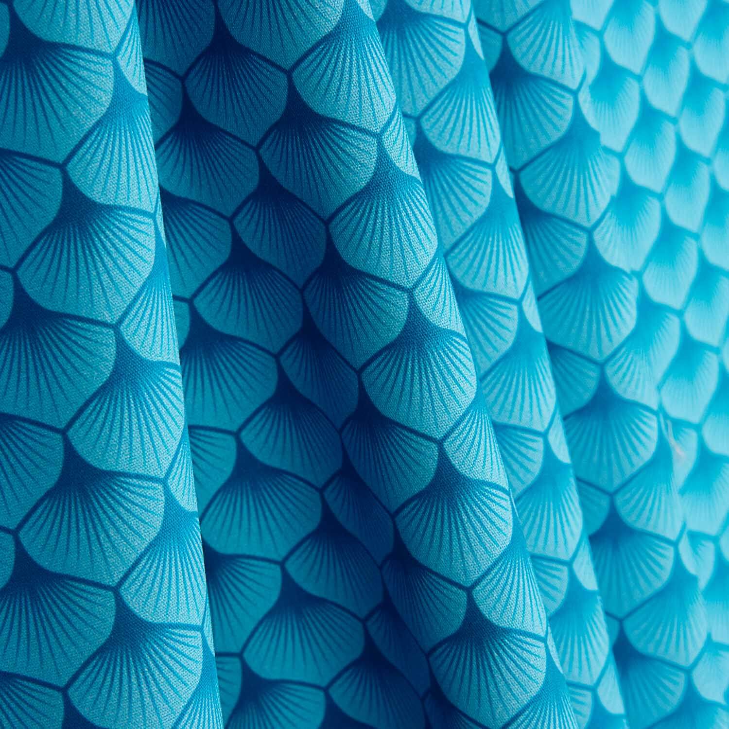 Cotton Poplin Printed with Turquoise Fans - Ribes y Casals