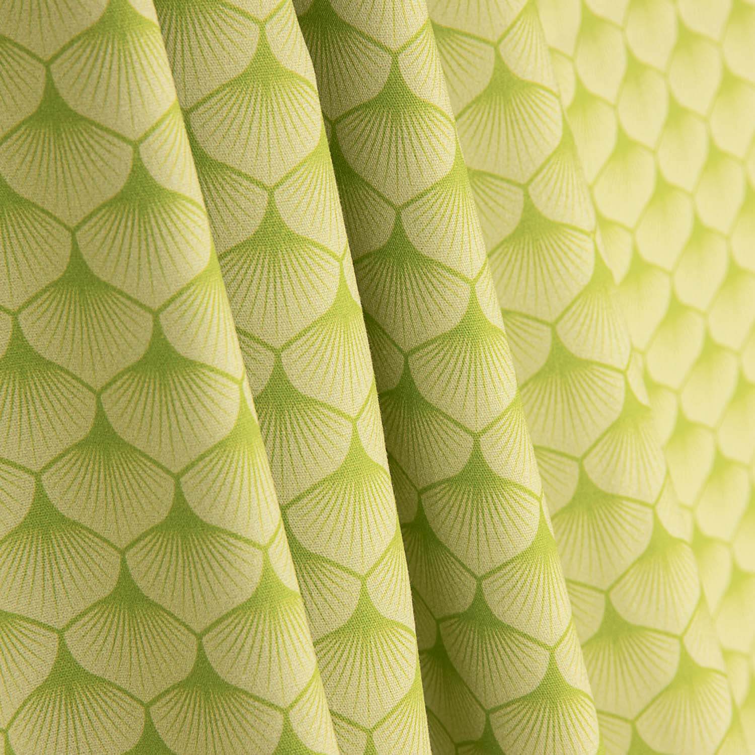 Cotton Poplin Printed with Green Fans - Ribes y Casals